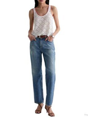 Straight Leg Mid Rise Jeans 100% Cotton Rigid Denim
